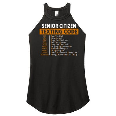 Senior Citizen Texting Code Funny Women’s Perfect Tri Rocker Tank