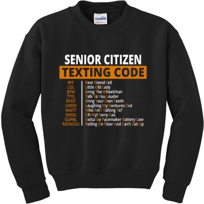 Senior Citizen Texting Code Funny Kids Sweatshirt
