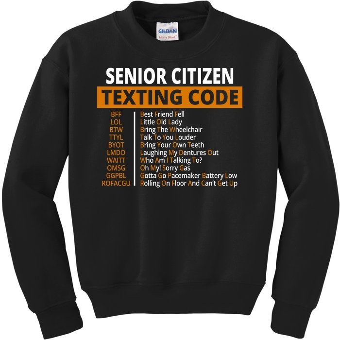 Senior Citizen Texting Code Funny Kids Sweatshirt