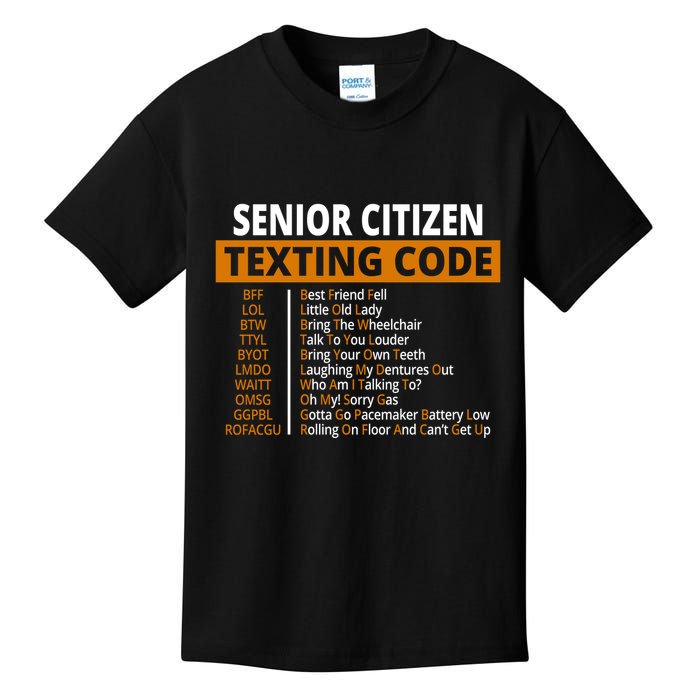 Senior Citizen Texting Code Funny Kids T-Shirt