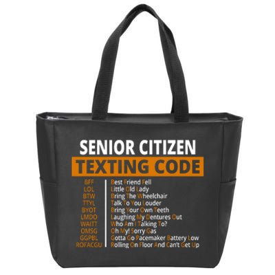 Senior Citizen Texting Code Funny Zip Tote Bag