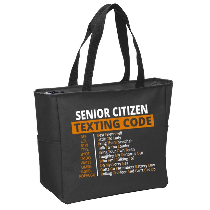 Senior Citizen Texting Code Funny Zip Tote Bag
