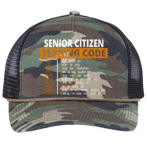 Senior Citizen Texting Code Funny Retro Rope Trucker Hat Cap