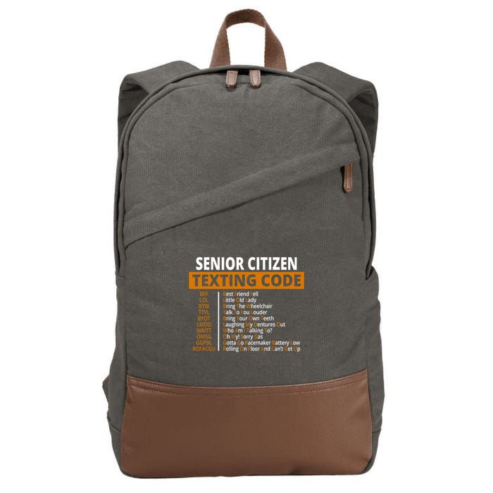 Senior Citizen Texting Code Funny Cotton Canvas Backpack