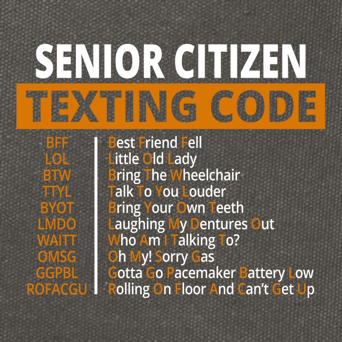 Senior Citizen Texting Code Funny Cotton Canvas Backpack