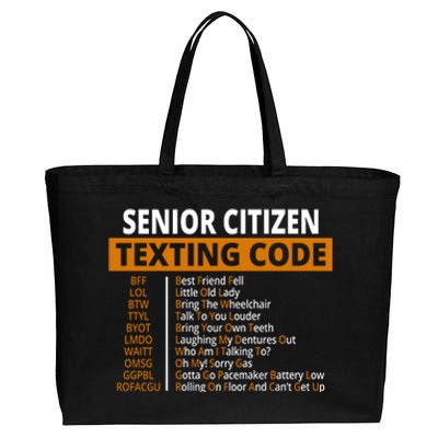 Senior Citizen Texting Code Funny Cotton Canvas Jumbo Tote