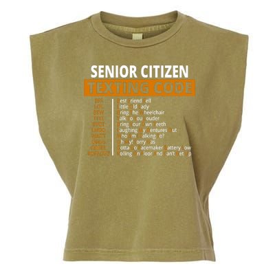 Senior Citizen Texting Code Funny Garment-Dyed Women's Muscle Tee