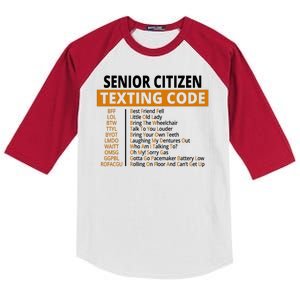 Senior Citizen Texting Code Funny Kids Colorblock Raglan Jersey