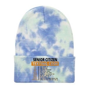 Senior Citizen Texting Code Funny Tie Dye 12in Knit Beanie