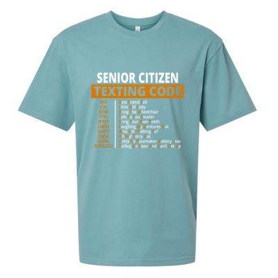 Senior Citizen Texting Code Funny Sueded Cloud Jersey T-Shirt