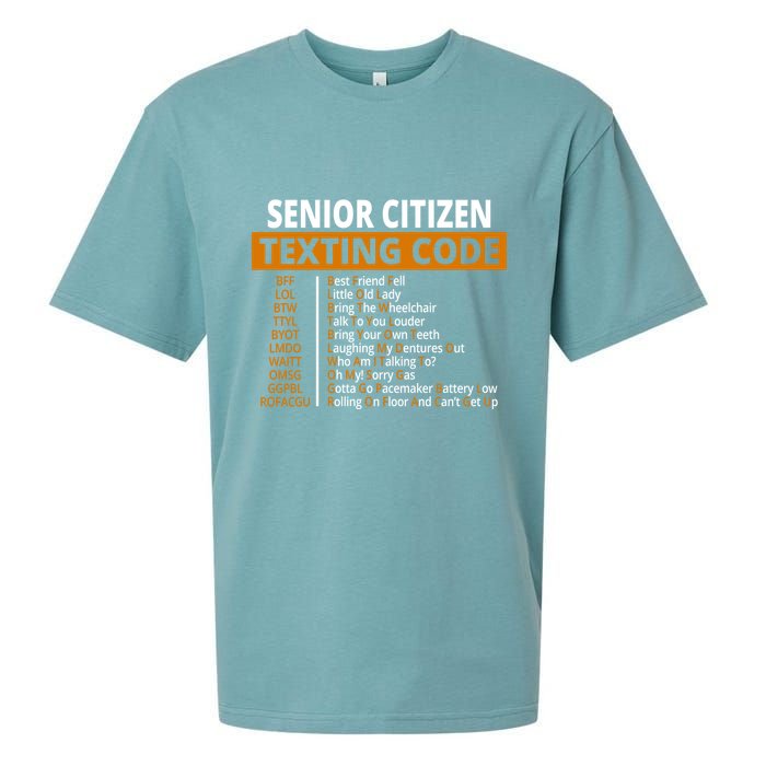 Senior Citizen Texting Code Funny Sueded Cloud Jersey T-Shirt