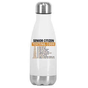 Senior Citizen Texting Code Funny Stainless Steel Insulated Water Bottle