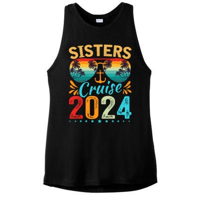 Sisters Cruise Trip 2024 Vacation Travel Sisters Cruising Ladies PosiCharge Tri-Blend Wicking Tank