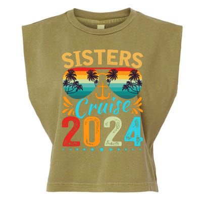 Sisters Cruise Trip 2024 Vacation Travel Sisters Cruising Garment-Dyed Women's Muscle Tee