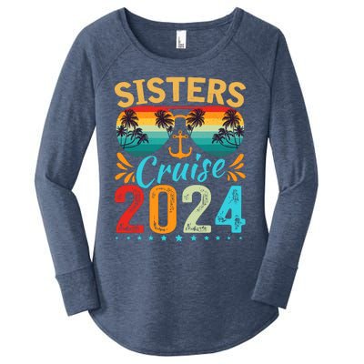 Sisters Cruise Trip 2024 Vacation Travel Sisters Cruising Women's Perfect Tri Tunic Long Sleeve Shirt