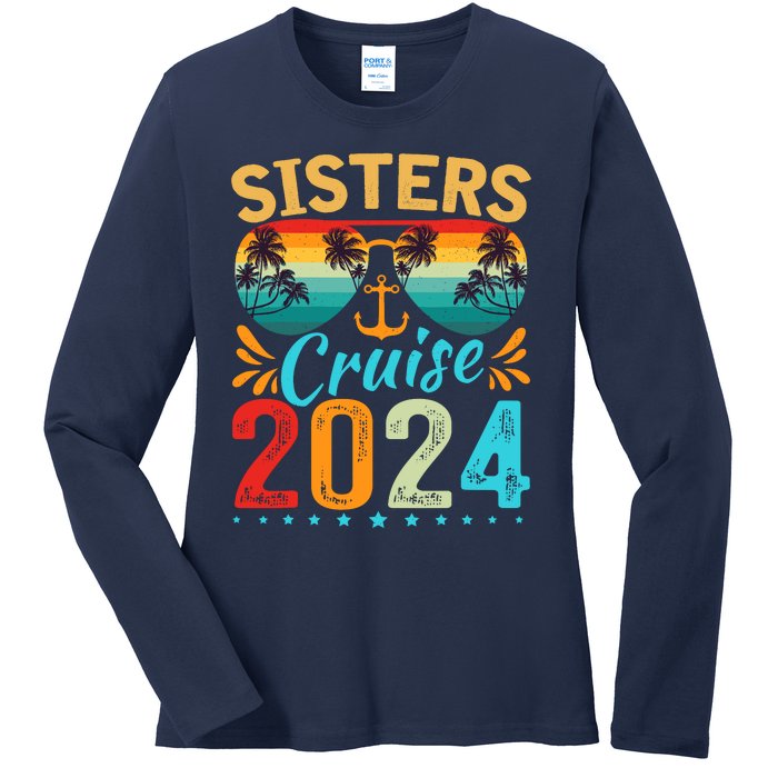 Sisters Cruise Trip 2024 Vacation Travel Sisters Cruising Ladies Long Sleeve Shirt