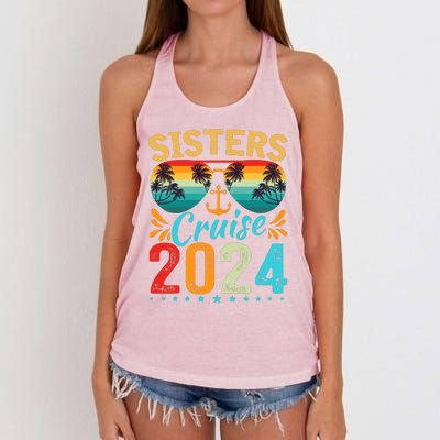 Sisters Cruise Trip 2024 Vacation Travel Sisters Cruising Women's Knotted Racerback Tank