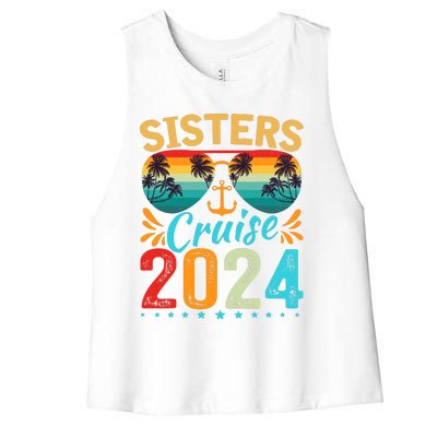 Sisters Cruise Trip 2024 Vacation Travel Sisters Cruising Women's Racerback Cropped Tank