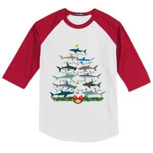 Shark Christmas Tree Ornat Funny Shark Lovers Xmas Meaningful Gift Kids Colorblock Raglan Jersey