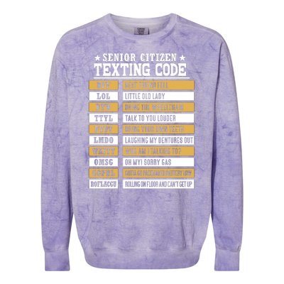 Senior Citizen Texting Code Funny Old People Gift Colorblast Crewneck Sweatshirt