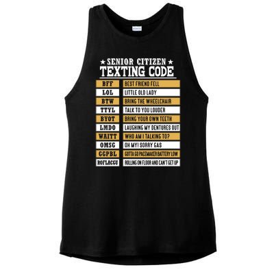 Senior Citizen Texting Code Funny Old People Gift Ladies PosiCharge Tri-Blend Wicking Tank