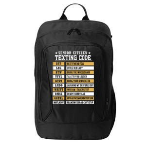 Senior Citizen Texting Code Funny Old People Gift City Backpack