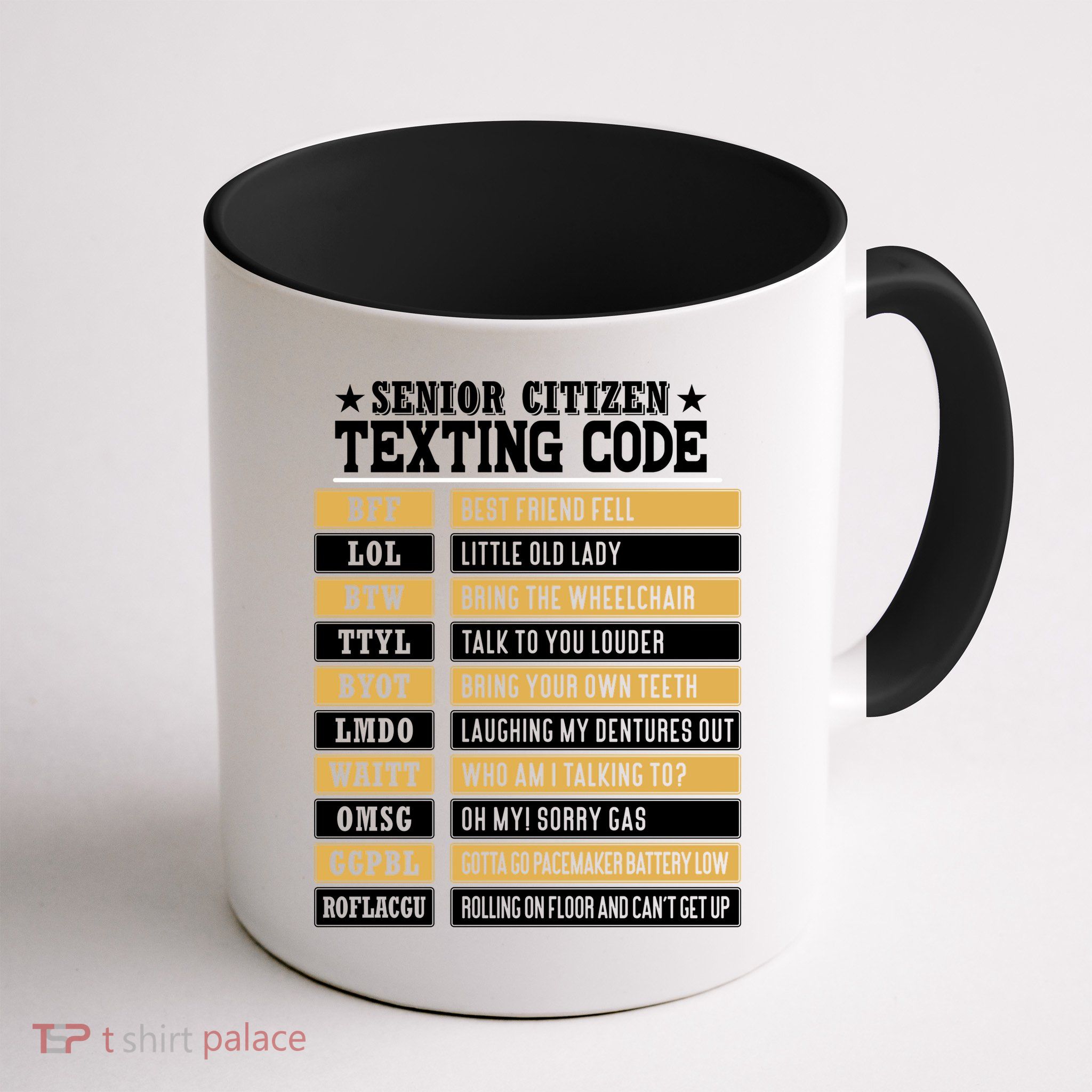 Senior Citizen Texting Code Funny Old People Gift Mug