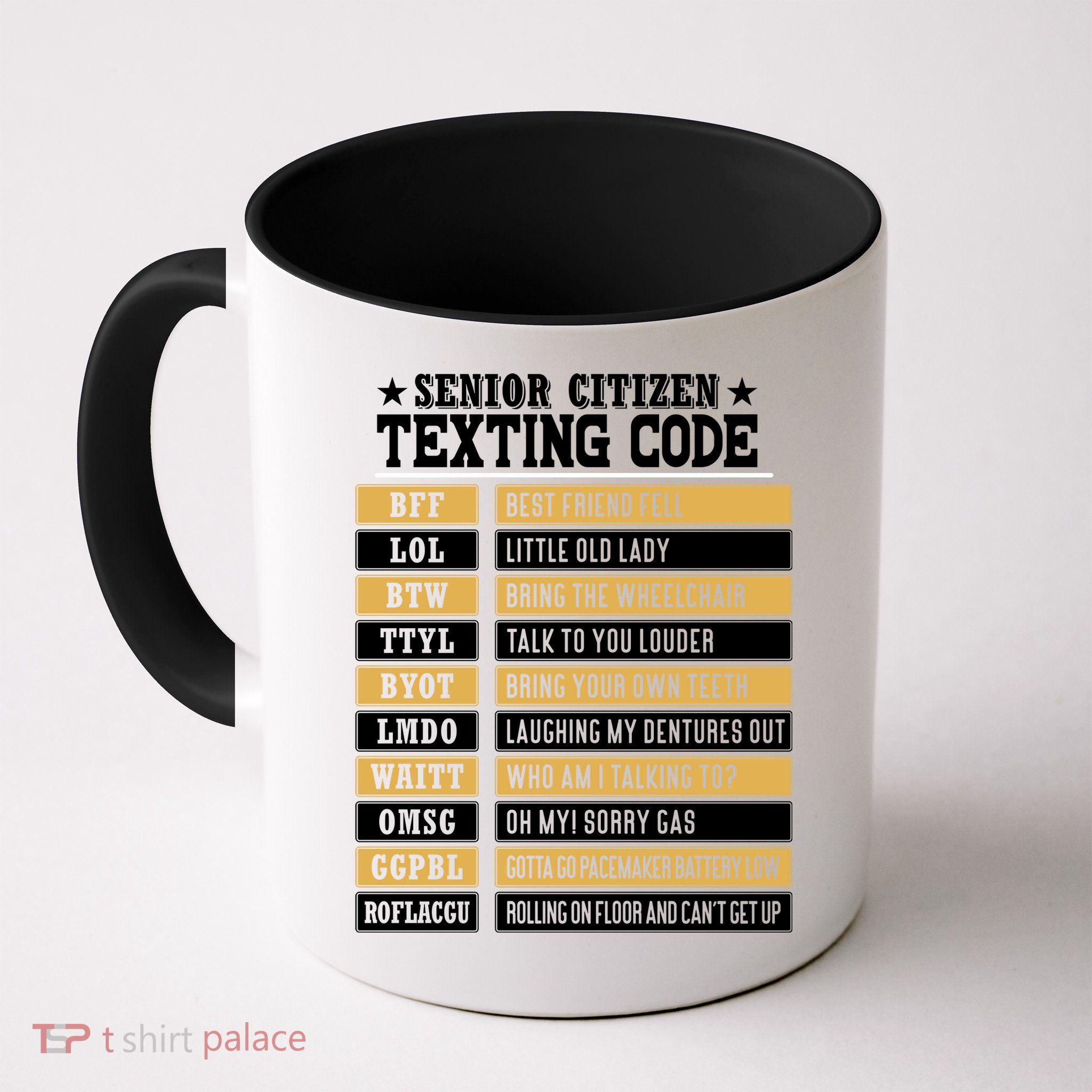 Senior Citizen Texting Code Funny Old People Gift Mug