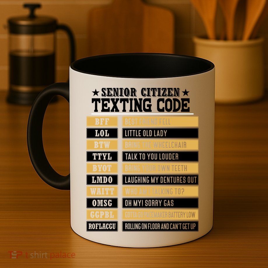 Senior Citizen Texting Code Funny Old People Gift Mug