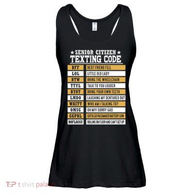 Senior Citizen Texting Code Funny Old People Gift Ladies Essential Flowy Tank