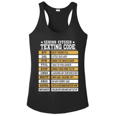 Senior Citizen Texting Code Funny Old People Gift Ladies PosiCharge Competitor Racerback Tank