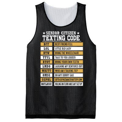 Senior Citizen Texting Code Funny Old People Gift Mesh Reversible Basketball Jersey Tank