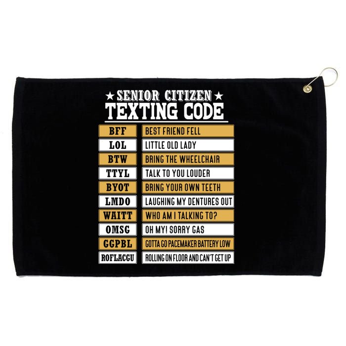 Senior Citizen Texting Code Funny Old People Gift Grommeted Golf Towel