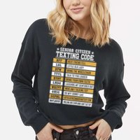 Senior Citizen Texting Code Funny Old People Gift Cropped Pullover Crew