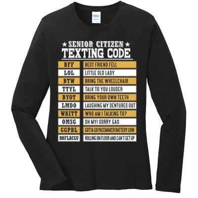 Senior Citizen Texting Code Funny Old People Gift Ladies Long Sleeve Shirt