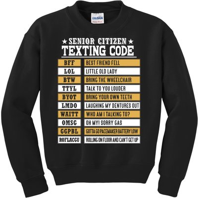 Senior Citizen Texting Code Funny Old People Gift Kids Sweatshirt