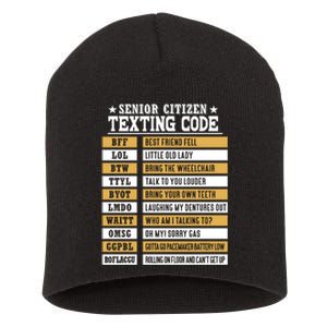 Senior Citizen Texting Code Funny Old People Gift Short Acrylic Beanie