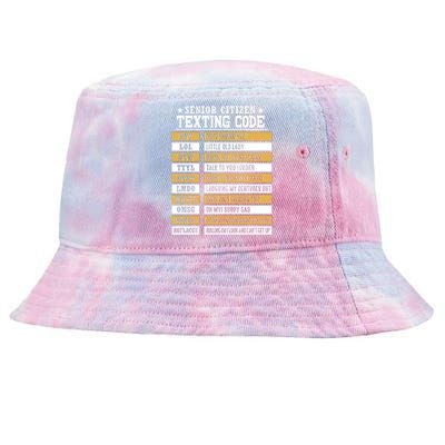 Senior Citizen Texting Code Funny Old People Gift Tie-Dyed Bucket Hat