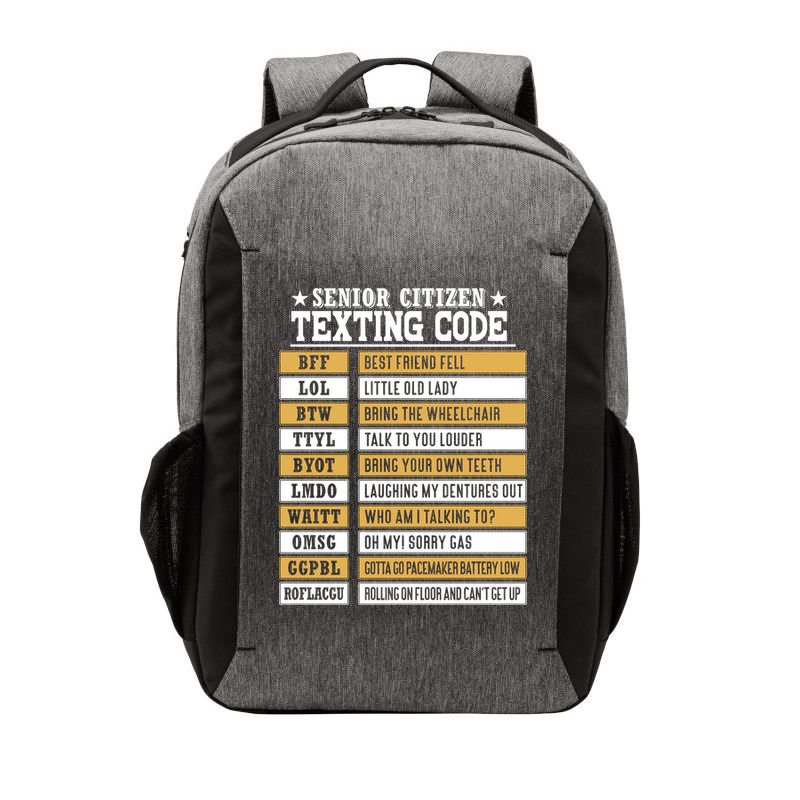 Senior Citizen Texting Code Funny Old People Gift Vector Backpack