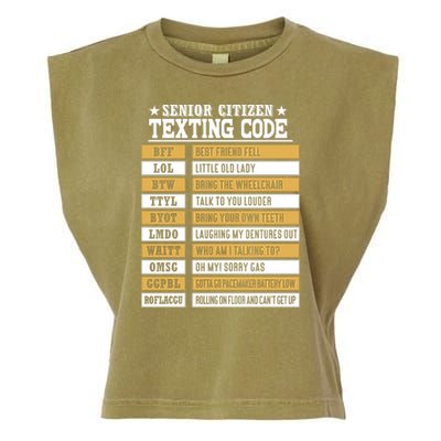 Senior Citizen Texting Code Funny Old People Gift Garment-Dyed Women's Muscle Tee