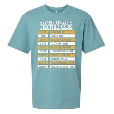 Senior Citizen Texting Code Funny Old People Gift Sueded Cloud Jersey T-Shirt