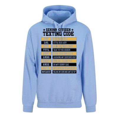 Senior Citizen Texting Code Funny Old People Gift Unisex Surf Hoodie