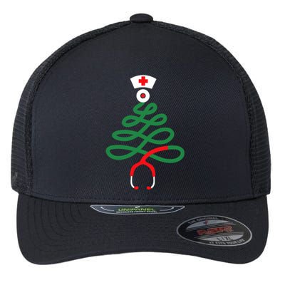 Stethoscope Christmas Tree Nursing Funny Nurse Rn Lpn Squad Flexfit Unipanel Trucker Cap