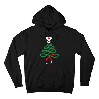 Stethoscope Christmas Tree Nursing Funny Nurse Rn Lpn Squad Hoodie