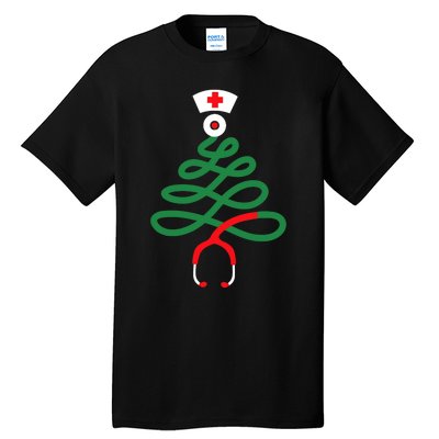 Stethoscope Christmas Tree Nursing Funny Nurse Rn Lpn Squad Tall T-Shirt