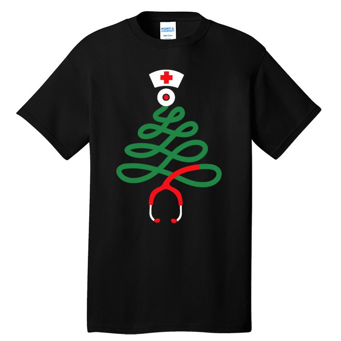 Stethoscope Christmas Tree Nursing Funny Nurse Rn Lpn Squad Tall T-Shirt