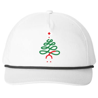 Stethoscope Christmas Tree Nursing Funny Nurse Rn Lpn Squad Snapback Five-Panel Rope Hat