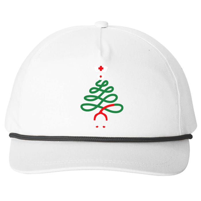 Stethoscope Christmas Tree Nursing Funny Nurse Rn Lpn Squad Snapback Five-Panel Rope Hat