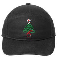 Stethoscope Christmas Tree Nursing Funny Nurse Rn Lpn Squad 7-Panel Snapback Hat