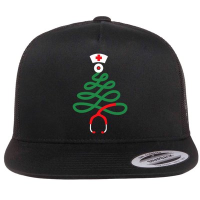 Stethoscope Christmas Tree Nursing Funny Nurse Rn Lpn Squad Flat Bill Trucker Hat